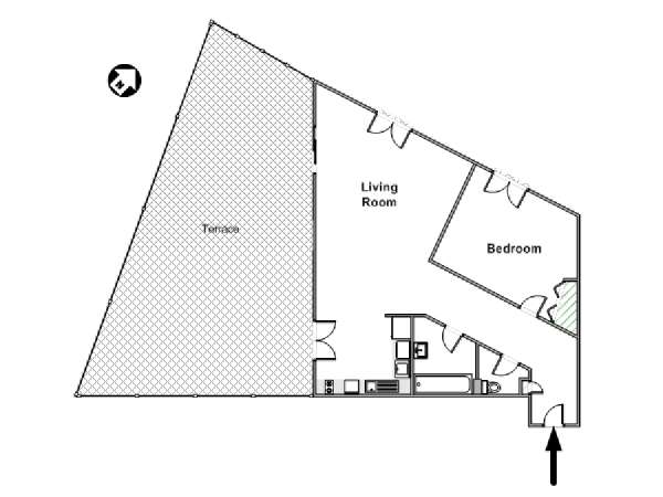 Sud della Francia - Provenza - 1 Camera da letto appartamento casa vacanze - piantina approssimativa dell' appartamento  (PR-536)