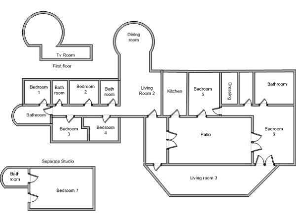 Sud della Francia - Aix en Provence - Marsiglia - 7 Camere da letto - Villa appartamento casa vacanze - piantina approssimativa dell' appartamento  (PR-694)