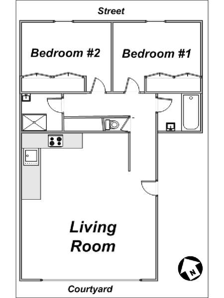 Sud della Francia - Provenza - 2 Camere da letto appartamento casa vacanze - piantina approssimativa dell' appartamento  (PR-969)