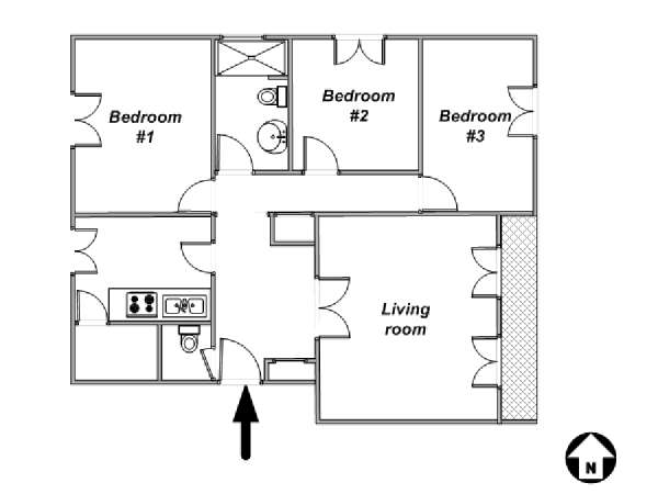 Sud della Francia - Provenza - 3 Camere da letto appartamento casa vacanze - piantina approssimativa dell' appartamento  (PR-997)