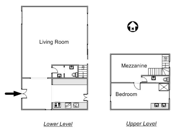 Sud della Francia - Provenza - 1 Camera da letto - Duplex appartamento casa vacanze - piantina approssimativa dell' appartamento  (PR-1065)