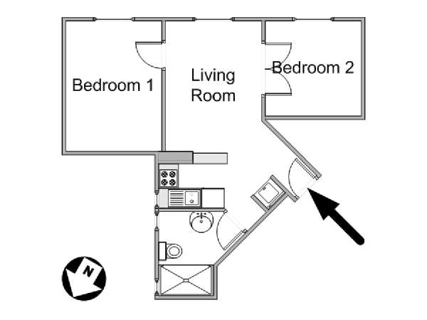 South of France - French Riviera - 2 Bedroom apartment - apartment layout  (PR-1082)