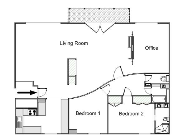 Sud della Francia - Costa Azzurra - 3 Camere da letto appartamento - piantina approssimativa dell' appartamento  (PR-1112)
