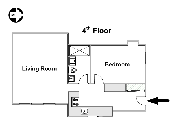 South of France - Montpellier Region - 1 Bedroom apartment - apartment layout  (PR-1120)