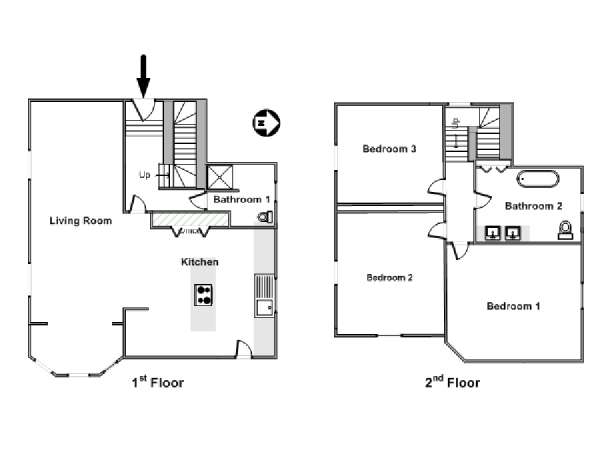 Sud della Francia - Costa Azzurra - 3 Camere da letto - Duplex - Villa appartamento - piantina approssimativa dell' appartamento  (PR-1128)