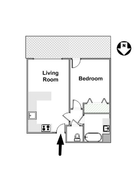Sud della Francia - Provenza - 1 Camera da letto appartamento casa vacanze - piantina approssimativa dell' appartamento  (PR-1131)