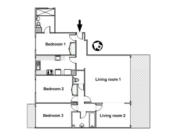 South of France - Provence - 3 Bedroom accommodation - apartment layout (PR-1138) South of France - Provence - 3 Bedroom accommodation - apartment layout (PR-1138)