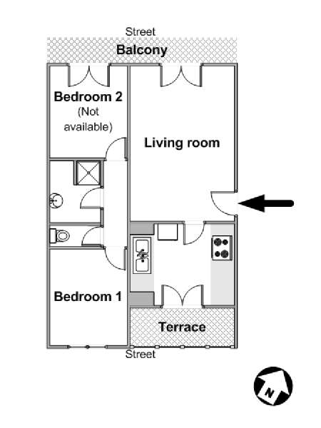 Sud della Francia - Provenza - 2 Camere da letto appartamento casa vacanze - piantina approssimativa dell' appartamento  (PR-1169)