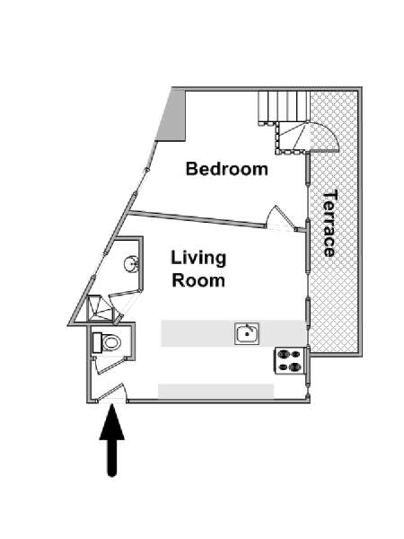 Sud della Francia - Provenza - 1 Camera da letto appartamento - piantina approssimativa dell' appartamento  (PR-1173)