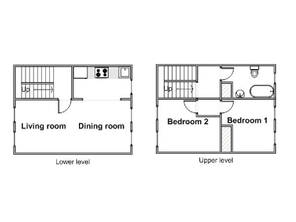 Sud della Francia - Provenza - 2 Camere da letto - Duplex appartamento casa vacanze - piantina approssimativa dell' appartamento  (PR-1178)