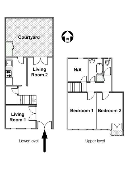 Sud della Francia - Provenza - 2 Camere da letto - Duplex appartamento casa vacanze - piantina approssimativa dell' appartamento  (PR-1179)