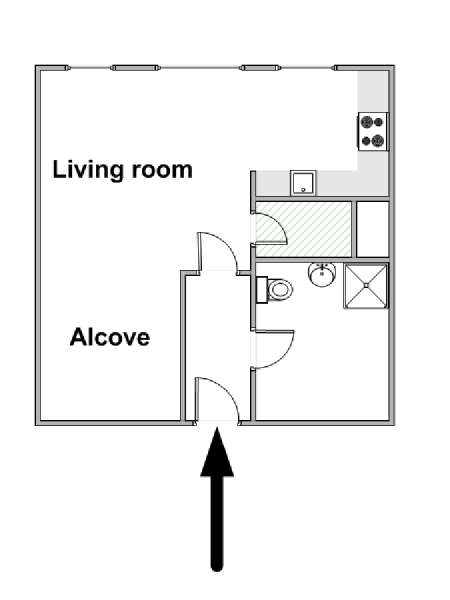 South of France - Montpellier Region - Alcove Studio accommodation - apartment layout  (PR-1189)