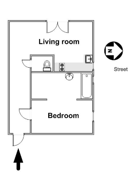Sud della Francia - Costa Azzurra - 1 Camera da letto appartamento - piantina approssimativa dell' appartamento  (PR-1231)