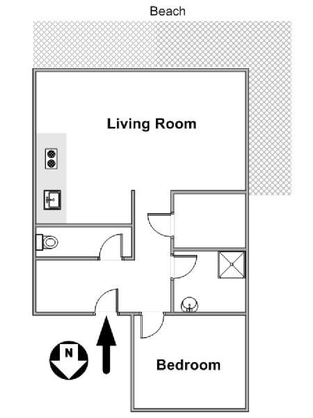 Sud della Francia - Regione di Montpellier - 1 Camera da letto appartamento - piantina approssimativa dell' appartamento  (PR-1238)