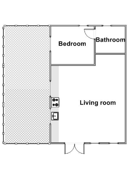 Sud della Francia - Provenza - 1 Camera da letto - Mas appartamento casa vacanze - piantina approssimativa dell' appartamento  (PR-1241)