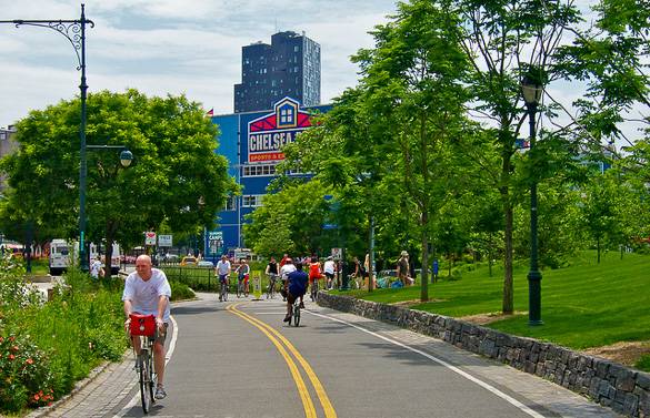 Imagen del Hudson River Park y los muelles de Chelsea