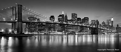 Lower Manhattan Brooklyn Bridge Black and White (Francois Roux copyright)