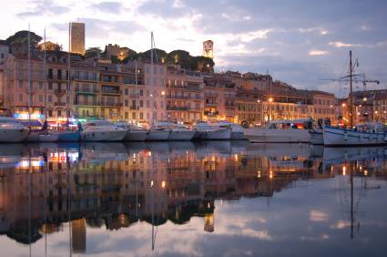 Cannes harbor at night