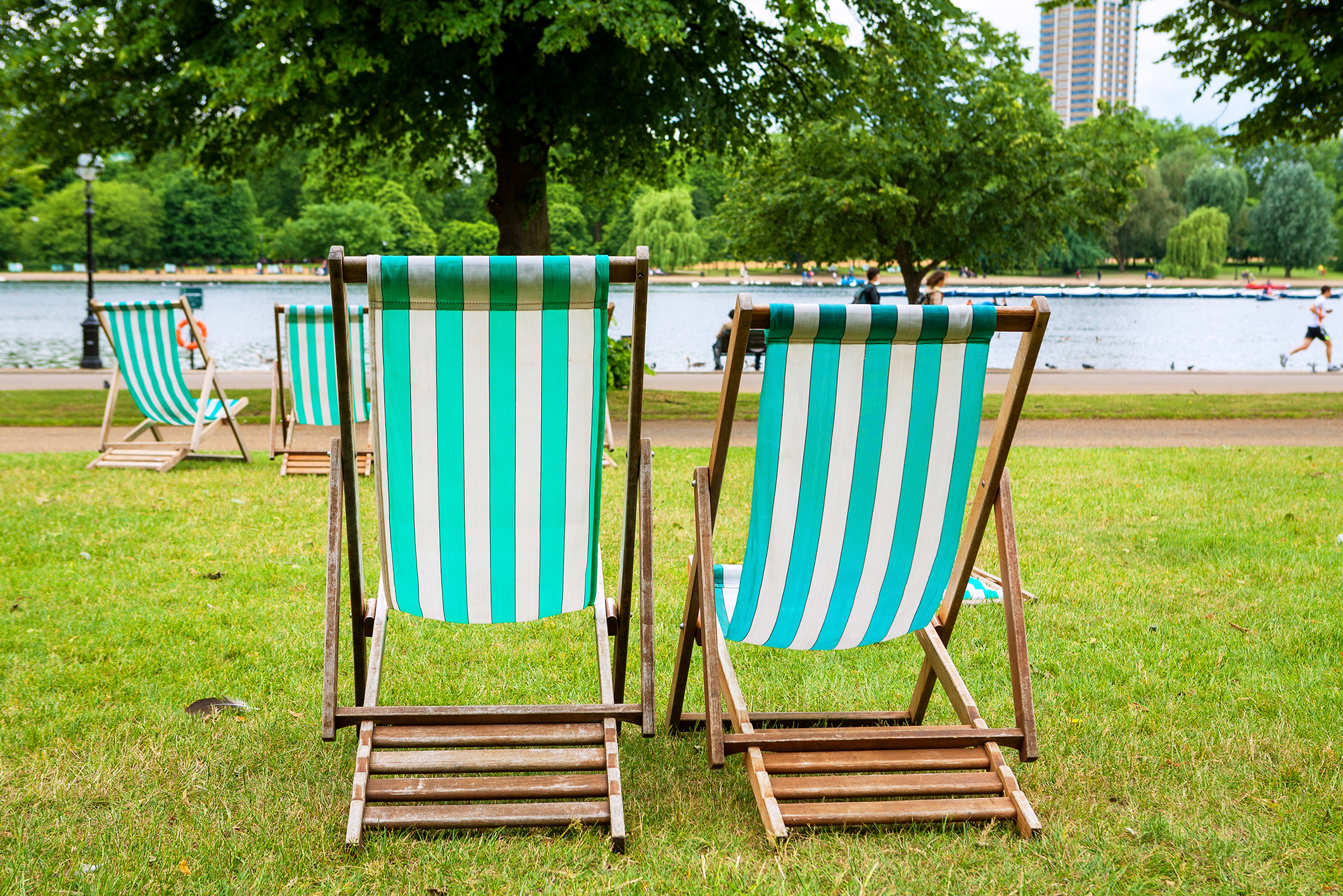Hyde Park’s famous deck chairs in London