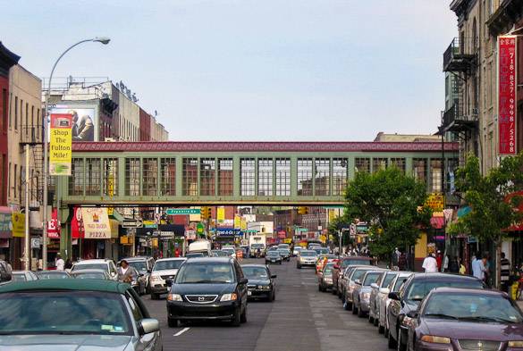 Picture of shops along Fulton Street in Brooklyn’s Bedford-Stuyvesant