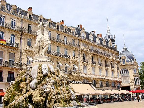 Picture of Montpellier’s Three Graces fountain at the Place de la Comédie
