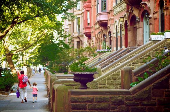 Picture of brownstones in Park Slope, Brooklyn