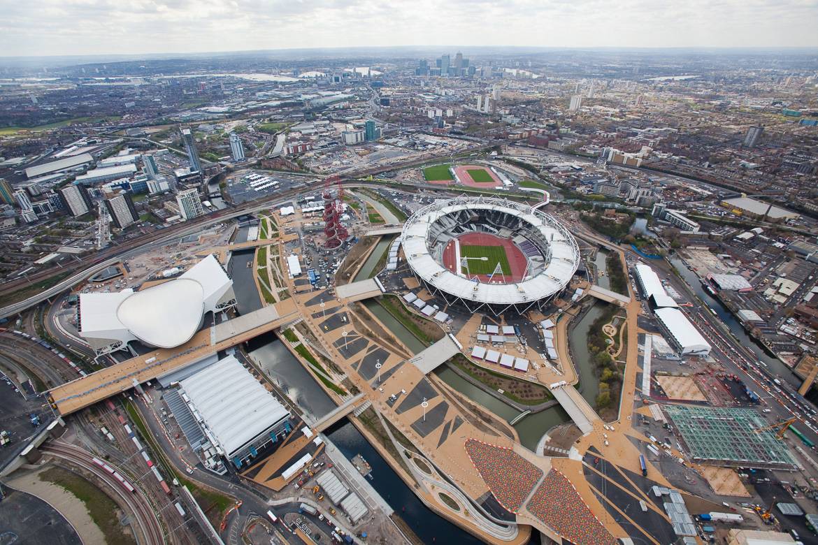 Aerial photo of the Queen Elizabeth Olympic Park in London
