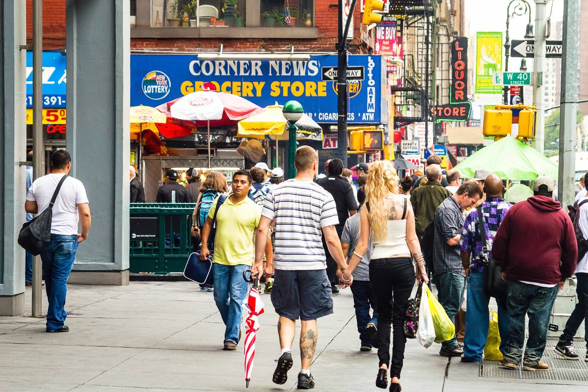 Image of pedestrians on the sidewalk