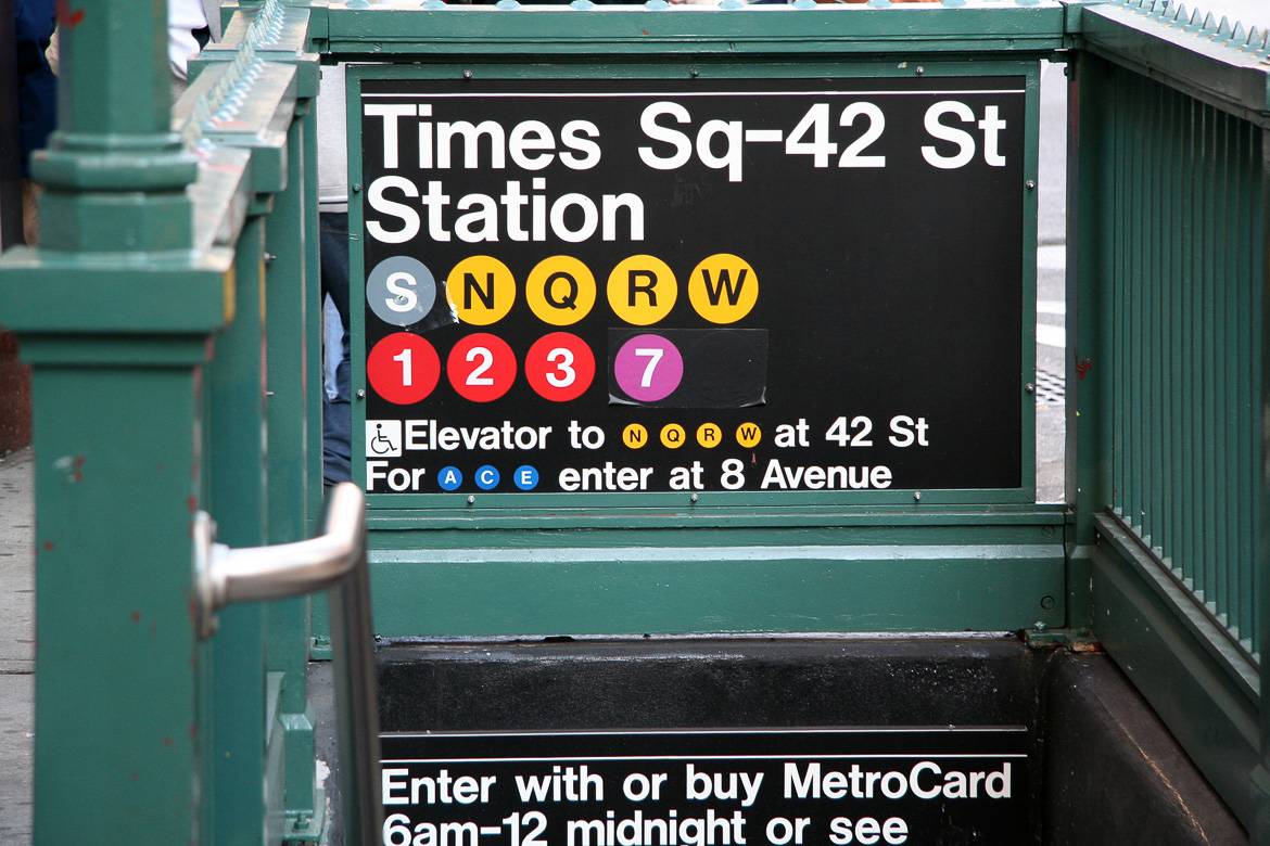 Image of the entrance to the Times Square at 42nd Street subway station