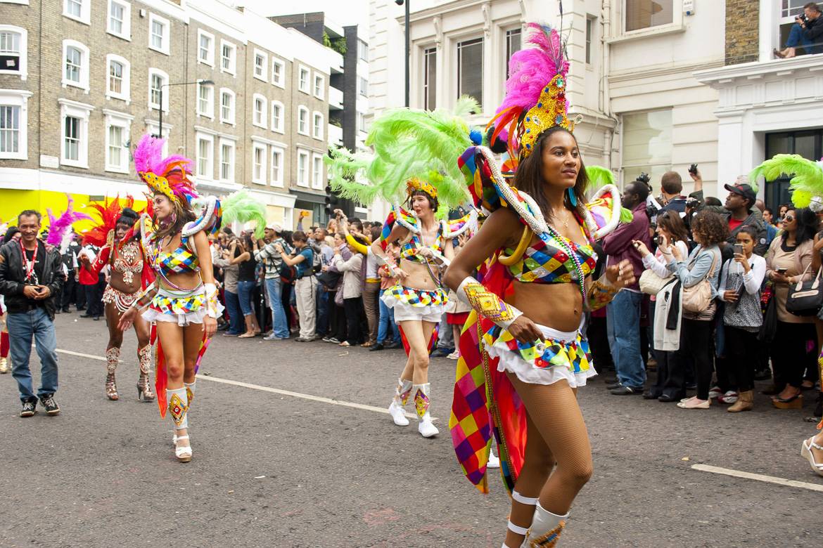 Picture of marchers in the Notting Hill Carnival parade.