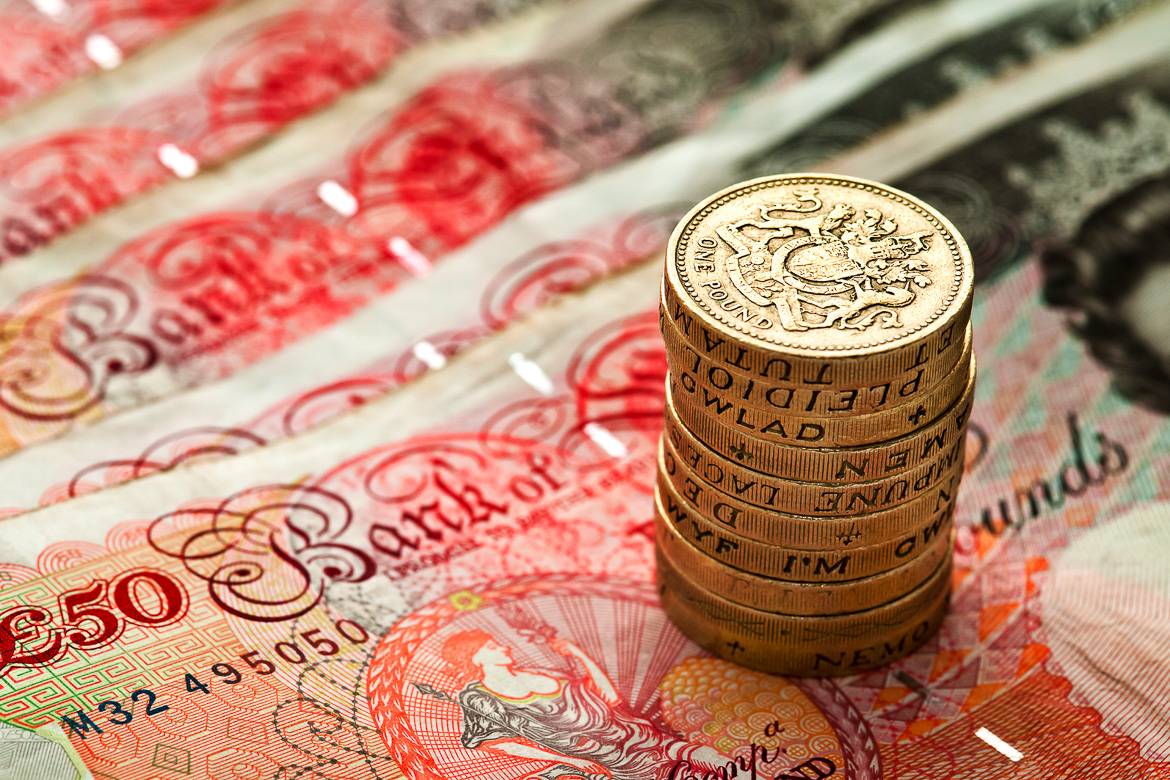 Photo of the currency used in Britain.