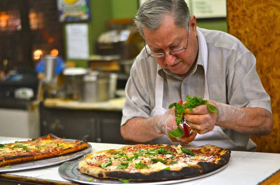 Picture of pizzaiolo Domenico at Di Fara’s.