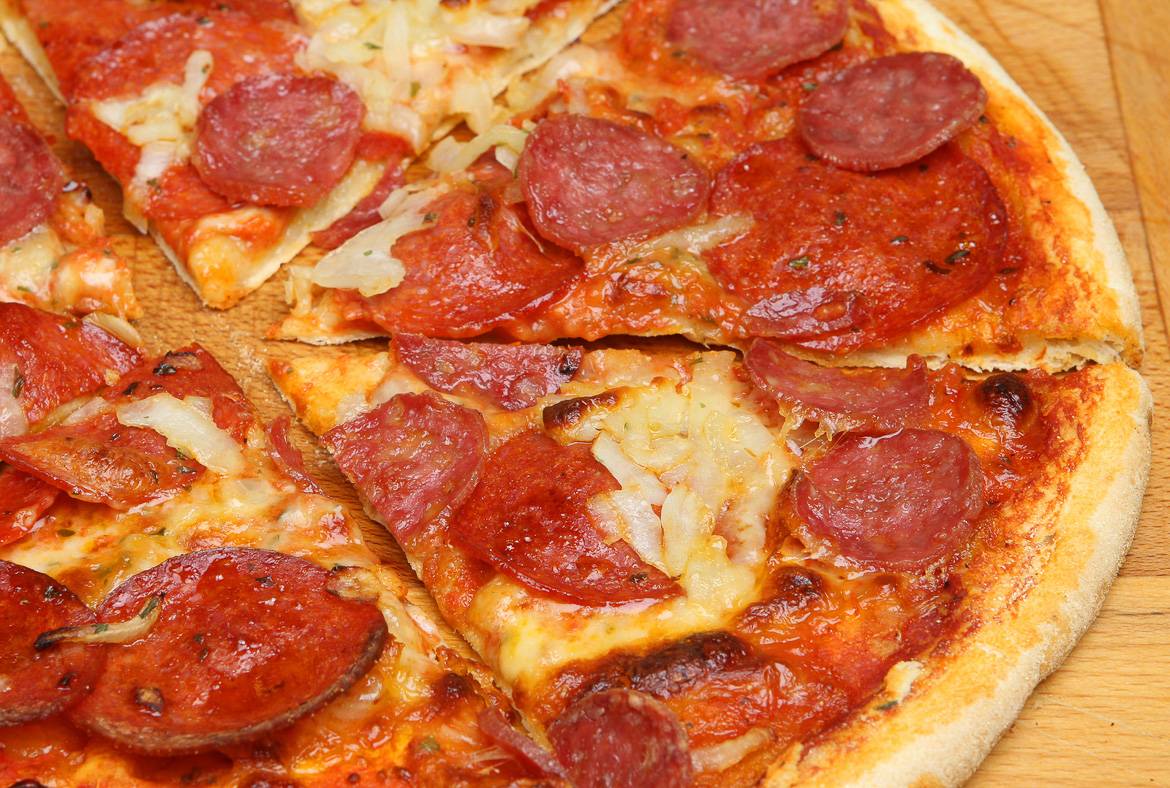 Image of a pepperoni pizza from Sal & Carmine’s.
