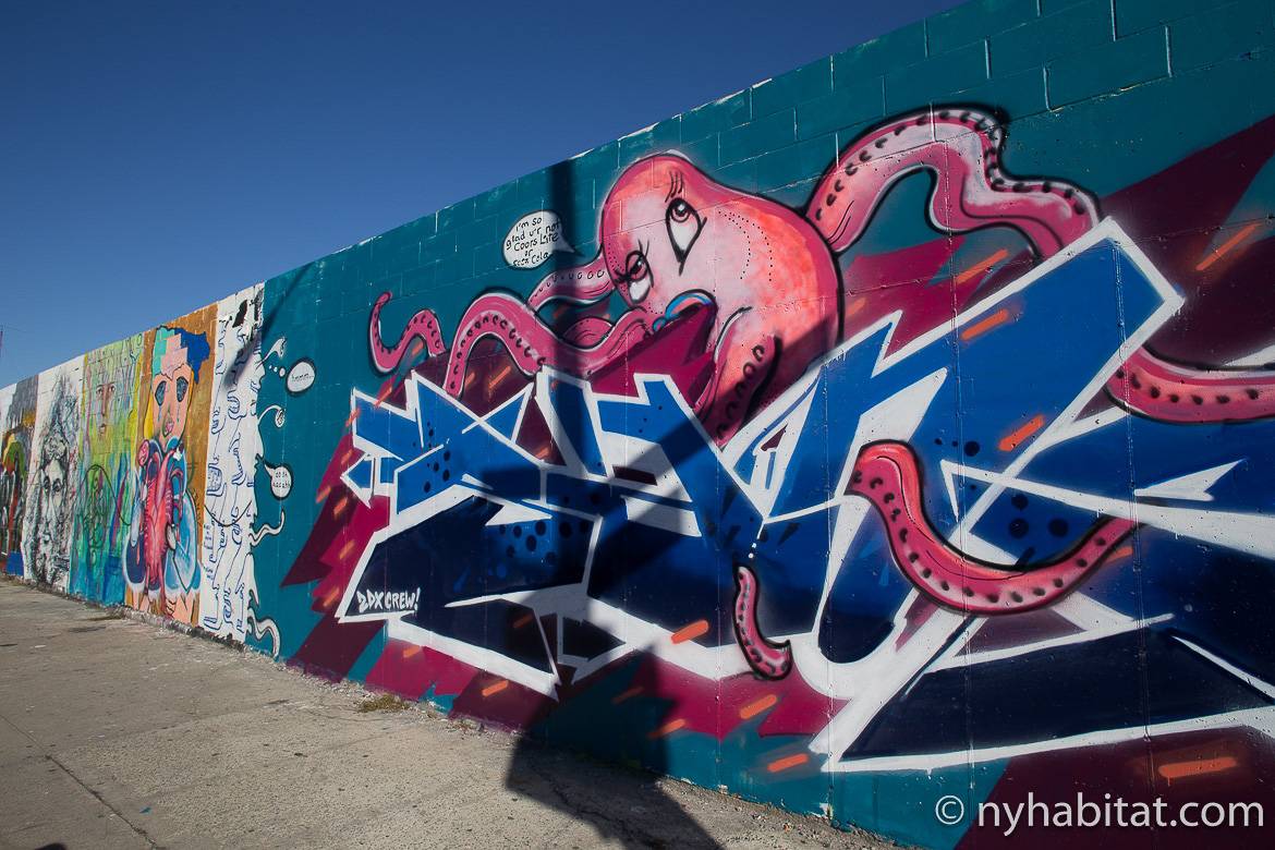 Image of graffiti outside the Morgan Avenue L train station on the NYC subway