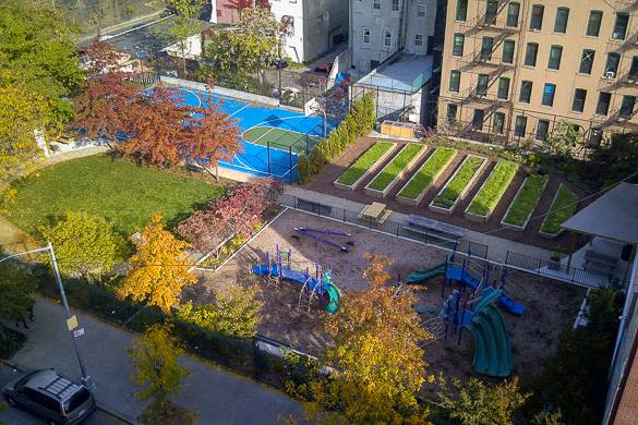 Aerial view of the 103rd Street Community Garden