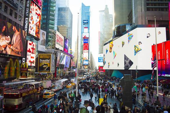 Image of Times Square from above during the day