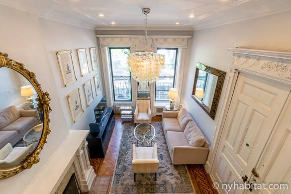 Image of the living room of furnished Upper West Side studio NY-16873