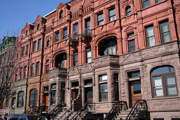 Image of brownstone buildings in Harlem, Manhattan