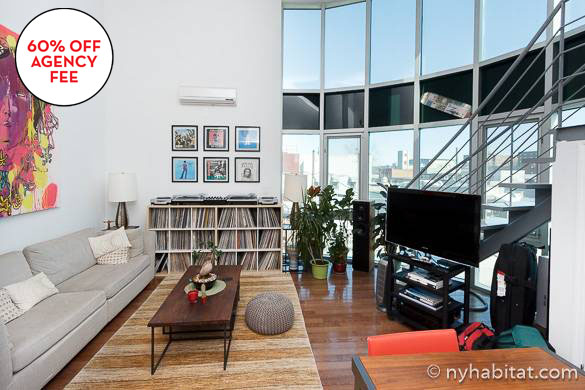 Image of a Williamsburg living room with large windows NY-16158