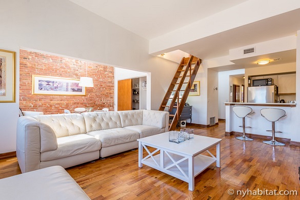 Image of all white living room decor of NY-16812 in Clinton Hill Brooklyn