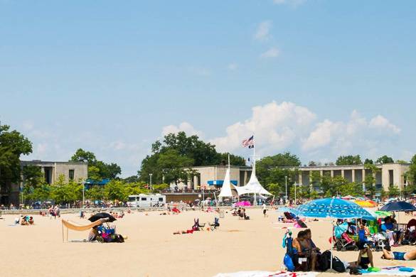 Image of people on the beach on City Island in the Bronx
