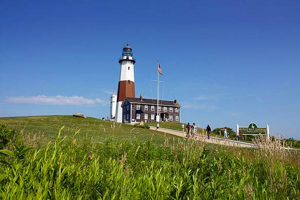 Image of lighthouse and beach in the Hamptons, Long Island