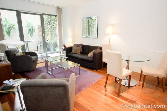 Image of living room of LN-1240 opening to a terrace