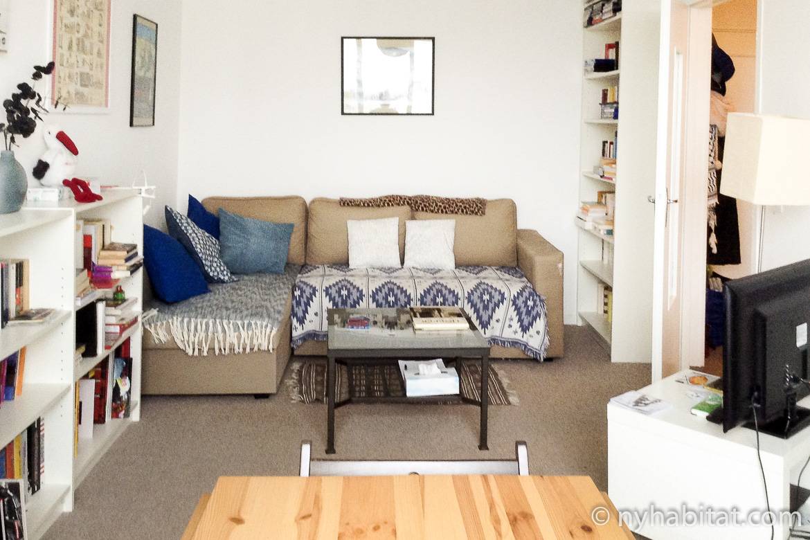 Image of living room of PA-4715 with books lining the walls
