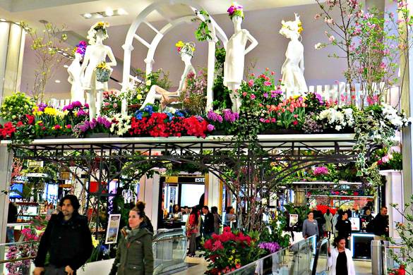 Image of flowers decorating Macy’s department store