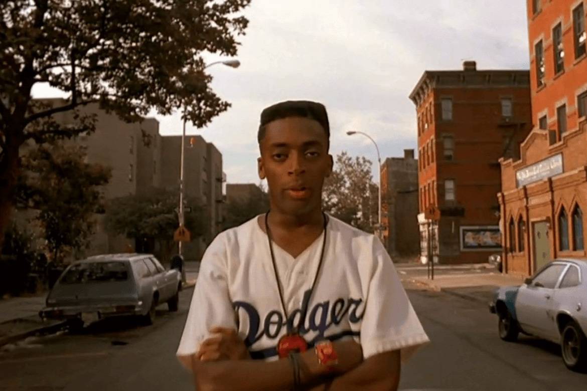 Image still of Spike Lee in Bedford-Stuyvesant in the 1989 film Do the Right Thing.