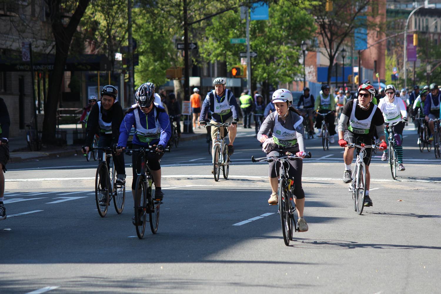 Image of cyclists in the 5 Boro Bike Tour in New York City.