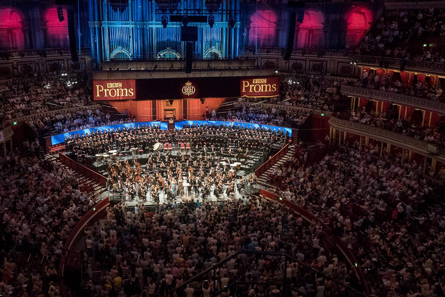 Image of the interior of Royal Albert Hall on the night of a BBC Proms concert.
