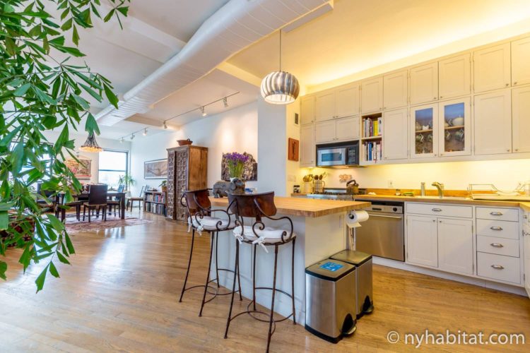 Image of kitchen in NY-15771 with open layout and island seating.