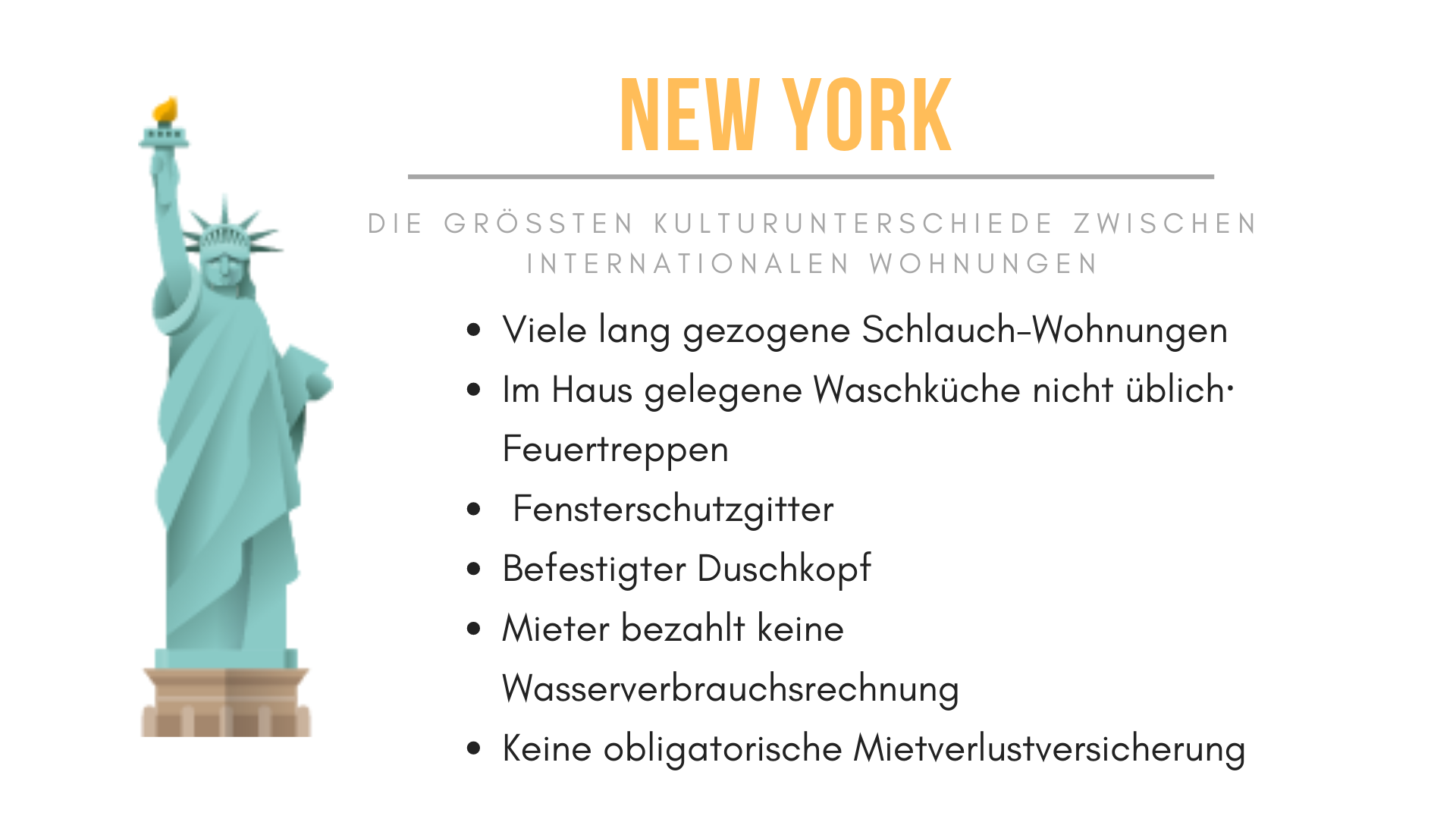 New York Habitat Infografik, die die einzigartigen Merkmale der Mietwohnungen in New York beschreibt.